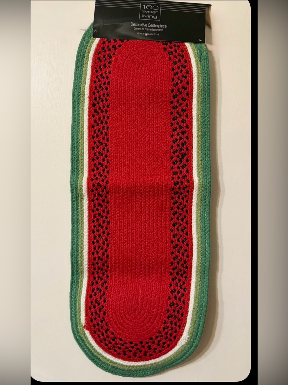 Braided NWT Watermelon Cotton/Poly Woven Table Runner 36x13